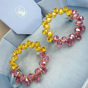 Swarovski Millenia Hoop Earrings Pear Cut Crystals In Box - Picture 1 of 8