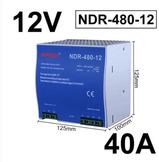 1PCS Meanwell NDR-480-12 V40A480W AC to DC track switching power supply new - Image 1 of 1