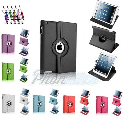 PHONILLICO ETUI COQUE HOUSSE ROTATIVE POUR IPAD 2017 Air Mini Pro 1/2/3/4 + FILM + STYLET