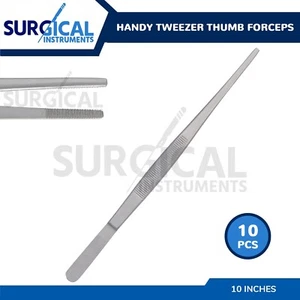 10 Pcs Handy 10" Extra-Long Tweezers Instruments Thumb Forceps German Grade - Picture 1 of 7