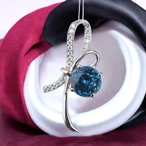 Natural Indicolite Tourmaline 20 Ct Pendant – 925 Sterling Silver Jewelry SG010 - Picture 1 of 4