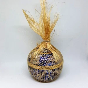 Benjarong tradicional tailandés pintura a mano de porcelana azul cerámica flor - Imagen 1 de 12