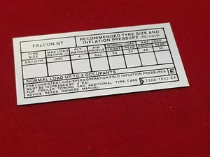 FORD FALCON XA GT TYRE PLACARD DECAL SUIT 1972 - 1973 351 4V - Picture 1 of 3