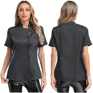 Women Jacket Caterers Coat Cook Tops Blouse Chef Culinary Color Block Servers - Picture 1 of 47