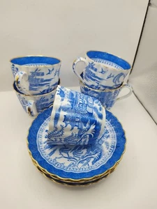 Vintage Copeland Spode Blue Italian Cups And Saucers. - Picture 1 of 3