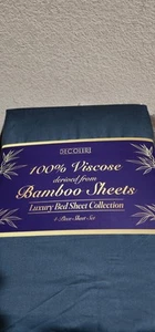 DECOLURE 100% Viscosa Derivada de Sábanas de Bambú King Size Juego de 4 Piezas Azul - Imagen 1 de 4