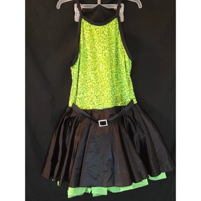 Curtain Call Dance Costume Sequin Dress Black Skirt Embellished Collar kids LRG - Image 1 of 4