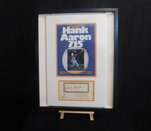 Hank Aaron PSA/DNA Signed Cut Framed 715 Display w/ Notary COA Braves Legend - Picture 1 of 5