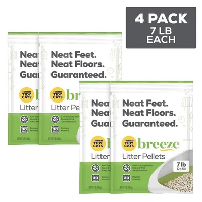 Purina Tidy Cats Litter Pellets, Breeze Refill Litter Pellets, (4) 7 lb. Bags