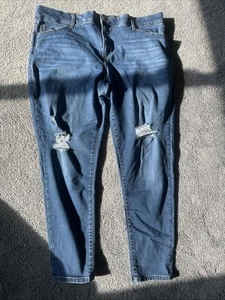 Lularoe Stretch Magic Waistband Jeans Womens Size 40 Blue Distressed Skinny Fit - Picture 1 of 11