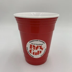 Red Party Cup Plastic 16 oz Double Wall Insulated Reusable Free Shipping New - Picture 1 of 5