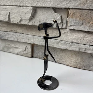 Vintage Cowboy Sculpture Horse Shoe Nail Art Artist Unsigned READ - Picture 1 of 9