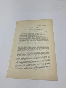 .BÜRGERKRIEG A. LINCOLN EXECUTIVE MANSION PROKLAMATIONSBEFEHL AWOL SOLDAT 1865 - Bild 1 von 15