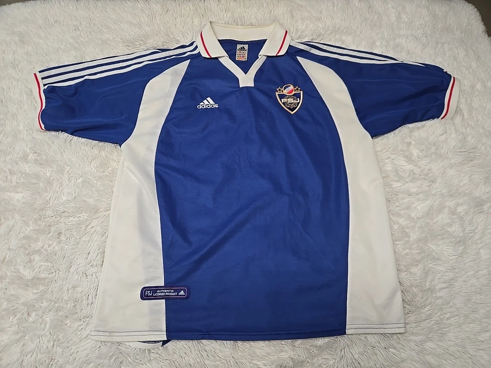 Vintage Yugoslavia 2000/01 Home Jersey Shirt Kit Home Blue Adidas XL FSJ Serbia - Image 1 of 4