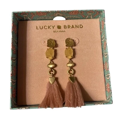 NUEVO Pendientes Piedras Tono Oro Borla Rosa Druzy Marca Lucky Nuevos en Caja 193315392872 Foto 1 de 4