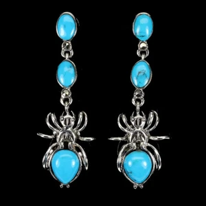 Pendientes De Plata Esterlina 925 Turquesa Pera Estabilizada 10x7mm Marcasita - Imagen 1 de 9
