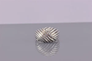 Anillo de plata de ley de 11 mm acanalado entrecruzado camarón abovedado banda 925 talla: 5 - Imagen 1 de 8