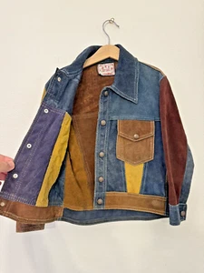 VINTAGE Joker Suede Leather Jacket Youth 8-9 Western Rockabilly Mountain Man - Picture 1 of 9