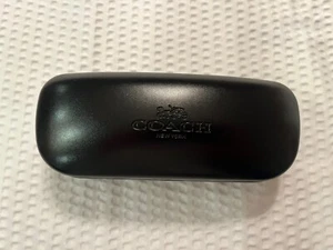 COACH New York - Black Leather Clamshell Eyeglass Case & Cloth Only - Picture 1 of 6