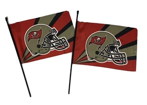 Tampa Bay Buccaneers Red Black Pewter Bucs Battle Flags 18”x12” X Two Flags - Picture 1 of 4