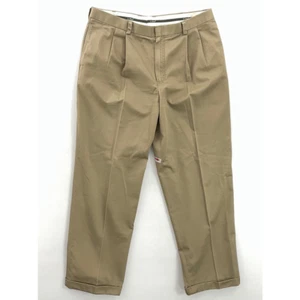 L.L. Pantalones de vestir Bean para hombre beige ajuste natural bolsillos con solapa plisados dobladillo con puños 38 - Imagen 1 de 10