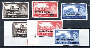 Qatar 1957-59 GB Castles surch and opt set Type I & II SG 13-15 and 13a-15a MVLH - Picture 1 of 1