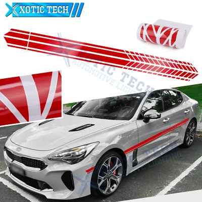 86" Red Side Door Skirt Decal Graphics Stripes Sticker For Hyundai KIA 2000-up - Image 1 of 4