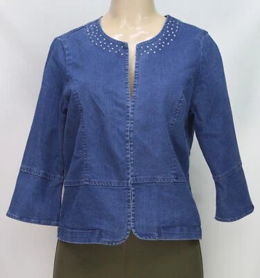Chaqueta ligera para mujer Hearts of Palm manga larga denim azul talla pequeña 8P Foto 1 de 4