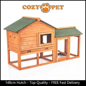 Rabbit Hutch 148cm by Cozy Pet Natural Guinea Pig Hutches Run Rabbit Ferret Runs - Picture 1 of 8