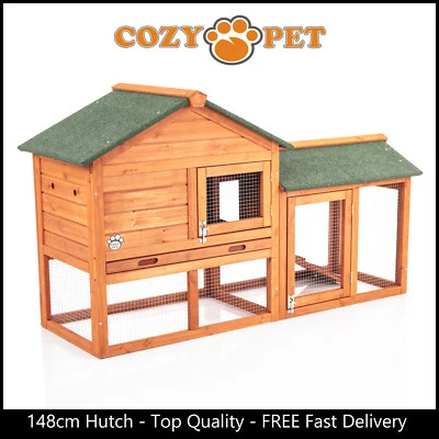 Rabbit Hutch 148cm by Cozy Pet Natural Guinea Pig Hutches Run Rabbit Ferret Runs - Image 1 of 4