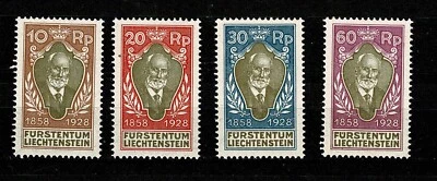 LIECHTENSTEIN 1928 Jubilee King Johan II Michel 82/85 MH U2643  - Image 1 of 2