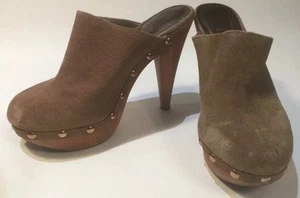 Tacones de madera ""Taupe"" con tacones de tacones de madera y tacones de panadería para mujer talla 7 - Imagen 1 de 6