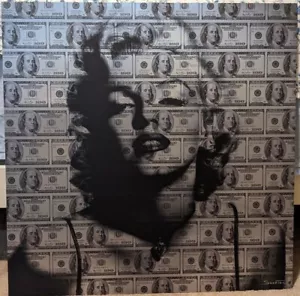 Original Mixed Media Art titled "Marilyn Monroe - Dollars" by Suketchi - Picture 1 of 3