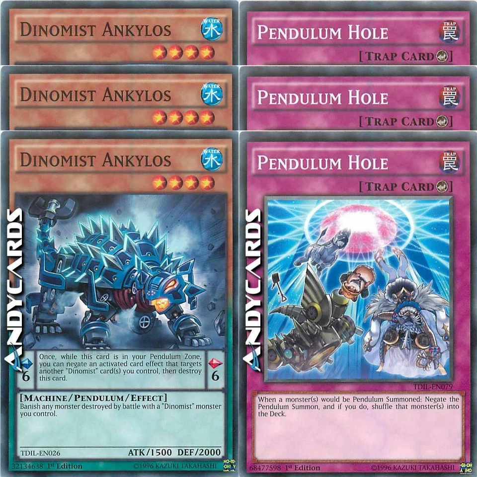 3x DINOMIST ANKYLOS (Dinofoschia) +3x PENDULUM HOLE (Buco) TDIL EN026 TDIL EN079 - Immagine 1 di 1