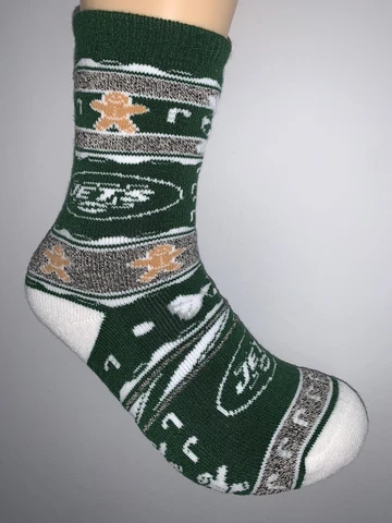 NEW YORK JETS NFL FOOTBALL JERSEY LOGO GINGER BREAD CREW LENGTH SOCKS LARGE Cover