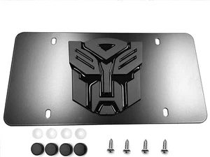 3D Transformers Autobot Emblem Stainless Steel License Plate Black (12"x6") - Picture 1 of 5