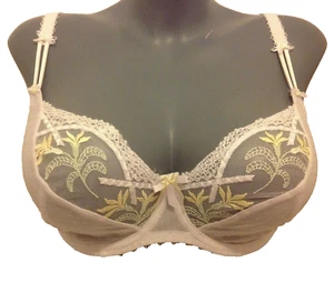 White & Lemon Bra 30DD Underwired Sheer with pretty floral detail Supportive - Picture 1 of 3