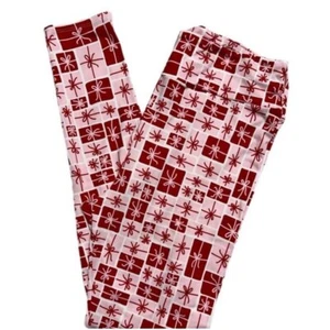 LuLaRoe Womens Leggings Size OS Christmas Red Pink Presents Holiday One Size NWT - Picture 1 of 3