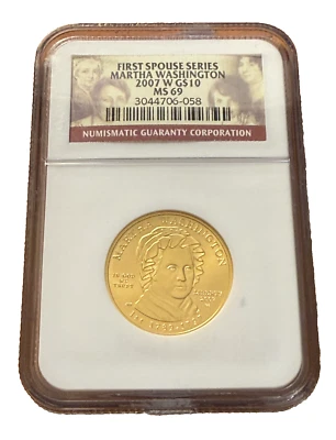 US 2007 W Gold 1/2 oz $10 NGC MS69 First Spouse Series - Martha Washington - Image 1 of 2