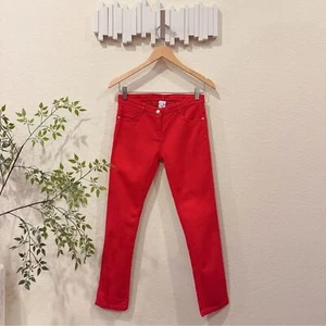 Jacadi Tomato Red Cotton Denim Straight Leg Jeans Pants NWT Kids Size 12Y - Picture 1 of 7