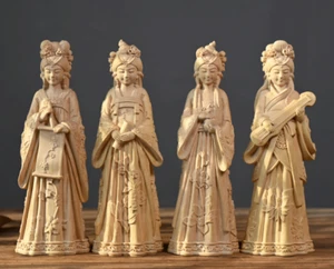 ZQ036 - Set of 4 Carved Boxwood Carving Figurine : 4 Famous Ancient Beauties - Picture 1 of 6