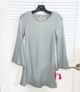 In Girl Silver Gray dress with necklace Girls 12 NEW - Picture 1 of 13