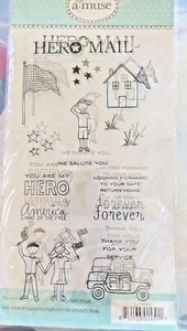 Vintage neue A-Muse klare Stempel "HELDENPOST" Patriot Gruß Flaggen Worte  - Bild 1 von 2