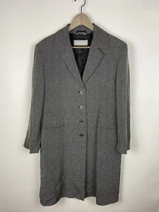 Max Mara Gray Women’s Button Plaid Luxury Coat Sz 12/42 - Picture 1 of 22