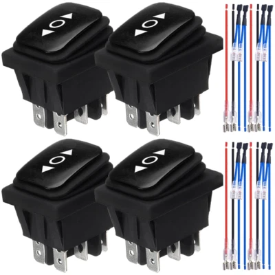 4Pcs Black Momentary Polarity Reverse Switch Waterproof Control Rocker Toggle Sw - Image 1 of 4