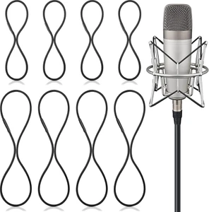 8 Pieces Black Universal Elastic Bands Replacement Microphone Shock Mount Rubber - Picture 1 of 12