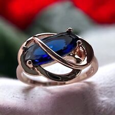 14 Carat Rolled Gold Ring Hallmarked 585RG With Lab Sapphire Centre Piece