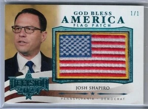 2024 DECISION JOSH SHAPIRO "BLUE" GOD BLESS AMERICA FLAG CARD ~ 1/1 MASTERPIECE - Picture 1 of 2