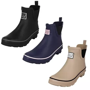 Ladies Elle Sport - X1R273 Ankle Wellington Boot Black or Navy Rubber - Picture 1 of 20