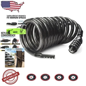 Lucchetto Cavo Bici Resistente 10ft - Combinazione Resettabile, Acciaio Lega, Anti-T... - Foto 1 di 9